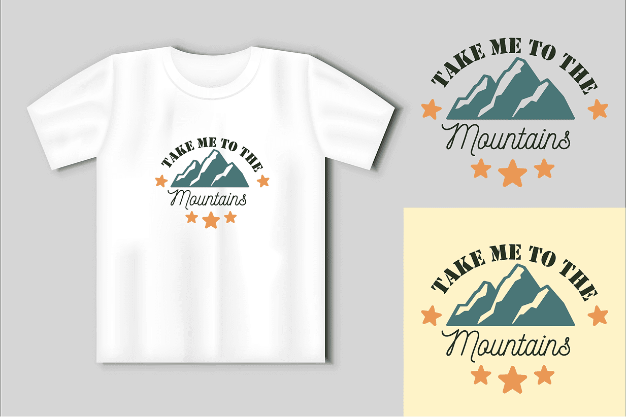 T-shirt with mountain and stars design.